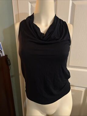 Bar III Black Draped Cowl Neck Blouse
